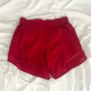Lululemon red hotty hot shorts 4 inch size 4